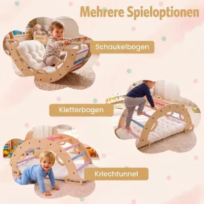 Dřevěný Montessori lezecký oblouk s měkkým polštářem pro děti od 3 let, vícebarevný