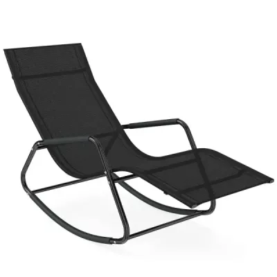 Zahradní lehátko odolné proti povětrnostním vlivům – ergonomické houpací křeslo z prodyšné látky, 143 x 57 x 86 cm, černé