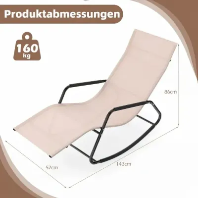Zahradní lehátko odolné proti povětrnostním vlivům – ergonomické houpací křeslo z prodyšné látky, 143 x 57 x 86 cm, béžové