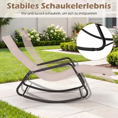 Zahradní lehátko odolné proti povětrnostním vlivům – ergonomické houpací křeslo z prodyšné látky, 143 x 57 x 86 cm, béžové
