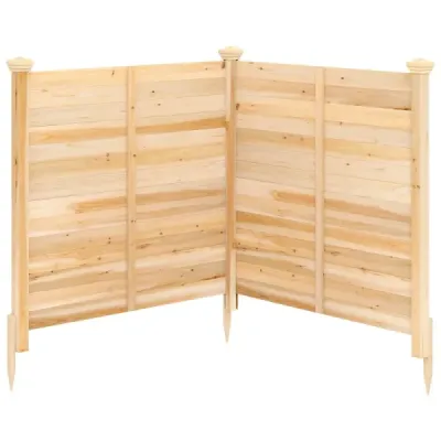 Dvoudílný plot pro zajištění soukromí, 119 x 119 cm, zahradní plot z jedlového dřeva, venkovní dřevěný plot se 3 sloupky, přírodní