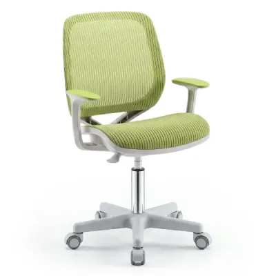 Výškově nastavitelná dětská otočná židle s aretací sedáku – ergonomická židle k psacímu stolu, kancelářská židle, zelená