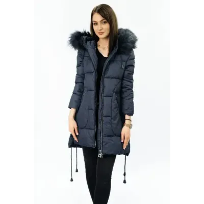 Dámská zimní bunda s kapucí MODA690 tmavě modrá