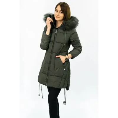 Dámská zimní bunda s kapucí MODA690 khaki