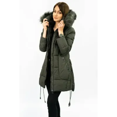 Dámská zimní bunda s kapucí MODA690 khaki