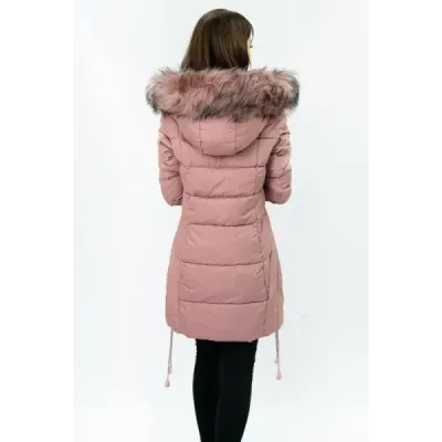 Dámská zimní bunda s kapucí MODA690 starorůžová