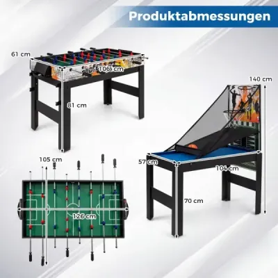 Sada herního stolu 14 v 1 – multifunkční stolní hra s stolním fotbalem, hokejem, kulečníkem, stolním tenisem atd. – modrá
