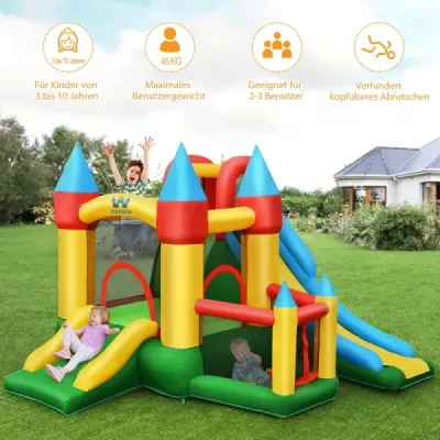 OP70348DE  Nafukovací skákací hrad se 780W vzduchovým ventilátorem 2 skluzavky Skákací hrad pro děti 330 x 300 x 210 cm Barevný  SKLADEM