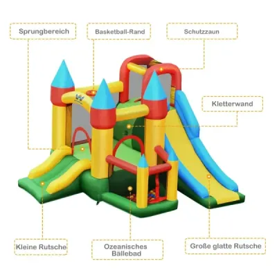 OP70348DE  Nafukovací skákací hrad se 780W vzduchovým ventilátorem 2 skluzavky Skákací hrad pro děti 330 x 300 x 210 cm Barevný  SKLADEM