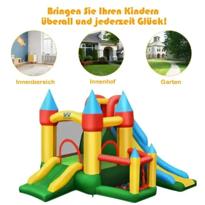 OP70348DE  Nafukovací skákací hrad se 780W vzduchovým ventilátorem 2 skluzavky Skákací hrad pro děti 330 x 300 x 210 cm Barevný  SKLADEM
