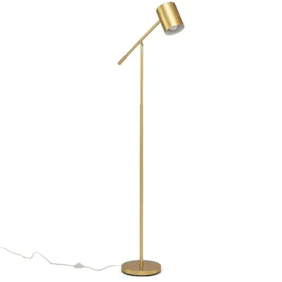 Stojací lampa 175 cm, lampa na čtení s nastavitelnou hlavou a ramenem, lampa do obývacího pokoje s paticí E27, zlatá