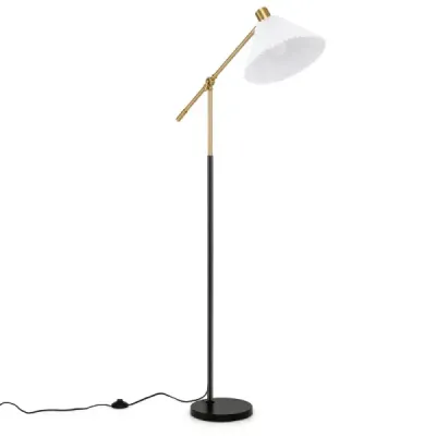 Stojací lampa s nastavitelnou výškou a úhlem natočení, 157 cm, zlatá