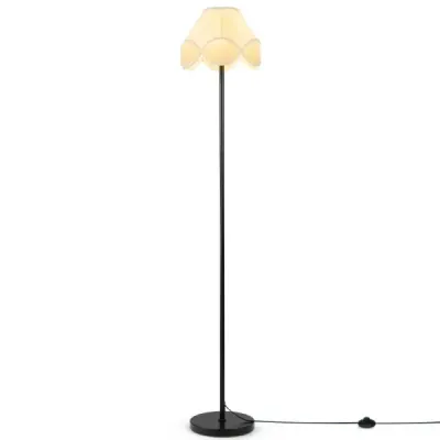 Stojací lampa s regulací jasu, 159 cm, s plynule nastavitelným jasem a látkovým stínidlem v černé barvě