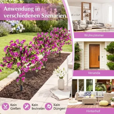Sada 2 ks umělých květin s kolíkem do země – umělá bougainvillea na verandu a do zahrady