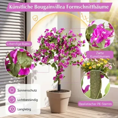 Sada 2 ks umělých květin s kolíkem do země – umělá bougainvillea na verandu a do zahrady