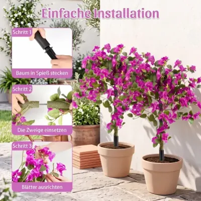 Sada 2 ks umělých květin s kolíkem do země – umělá bougainvillea na verandu a do zahrady