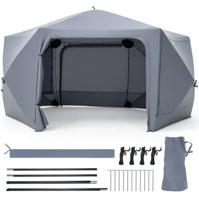 Zahradní pavilon s výklopným pavilonem 427 x 427 cm pro 10-12 osob, párty stan se 6 bočními panely
