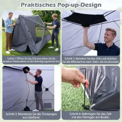 Zahradní pavilon s výklopným pavilonem 427 x 427 cm pro 10-12 osob, párty stan se 6 bočními panely