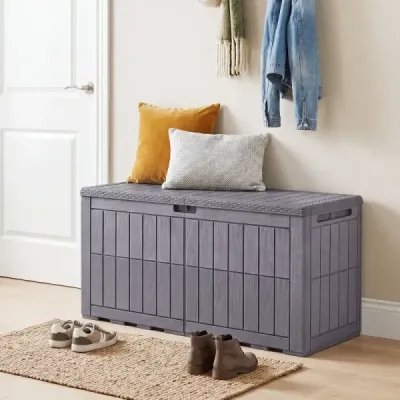 Box na matrace odolný proti povětrnostním vlivům, 380 l, venkovní úložný box s uzamykatelným víkem, tmavě hnědý
