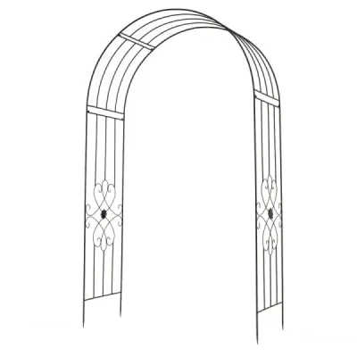 Kovový zahradní oblouk, oblouk na růže se 4 trny do země, treláž na růže pro popínavé rostliny a růže, 144 x 51 x 222 cm, černý