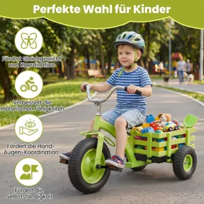 Dětské tříkolové kolo, nosnost do 91 kg, s nastavitelným sedadlem a řídítky, pro děti od 3 let, zelené