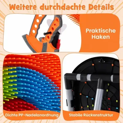 Sada na vrhání seker 4 v 1, hra s vrhacími sekerami s lukem a terčem, 5 šípů a 3 sekery, oranžová