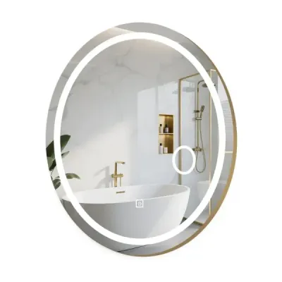 Koupelnové zrcadlo s osvětlením 60 x 50 cm Oválné stmívatelné LED nástěnné zrcadlo se 3 barvami světla