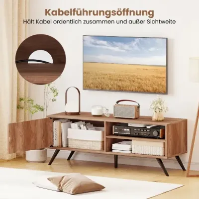TV stolek/TV stolek se skříňkou a 2 otevřenými přihrádkami, nízká TV skříňka, 120 x 40 x 44,5 cm