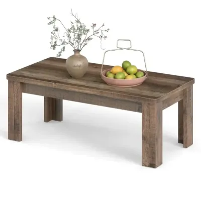 Konferenční stolek 120 x 60 cm, obdélníkový stůl do obývacího pokoje, rozkládací stolek s podpěrnými nohami, nosnost až 110 kg, hnědý