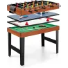 Multifunkční herní stůl 4 v 1, 125 cm – stolní fotbal, kulečník, airhockey, stolní tenis, včetně příslušenství, do herny, černý
