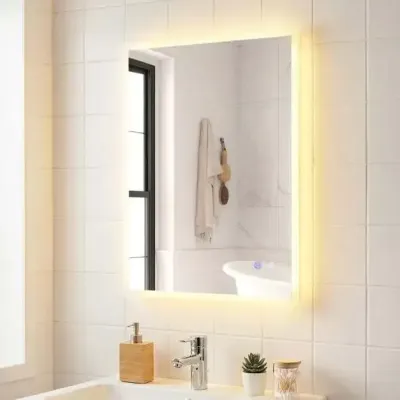 Koupelnové zrcadlo s osvětlením, ochranou proti zamlžování, paměťovou funkcí a dotykovým ovládáním, 70 x 50 cm