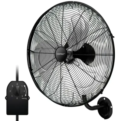 ES10330DE-BK Nástěnný ventilátor Ø56 cm Oscilační ventilátor pro sklady skleníky dílny terasy a sklepy černý SKLADEM