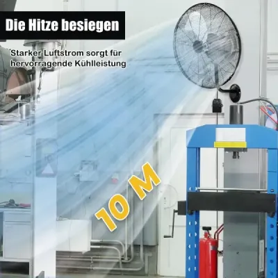 ES10330DE-BK Nástěnný ventilátor Ø56 cm Oscilační ventilátor pro sklady skleníky dílny terasy a sklepy černý SKLADEM