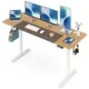 Elektricky výškově nastavitelný psací stůl se stabilní kovovou konstrukcí, 160 x 60 cm, přírodní