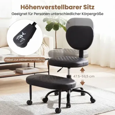 Meditační židle s nastavitelnou výškou, kancelářská židle s křížovou základnou, kolenní židle s otočnou opěrkou nohou o 360°, černá