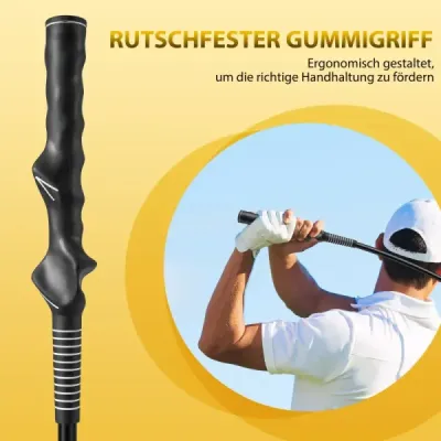 Sada 2 ks, 120 cm, tréninková pomůcka pro golfový švih s závaží na hlavici, tréninková pomůcka pro golf, švihový trenažér, žlutá