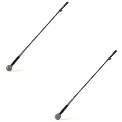 Sada 2 ks, 120 cm, tréninková pomůcka pro golfový švih s závaží na hlavici, tréninková pomůcka pro golf, švihový trenažér, šedá