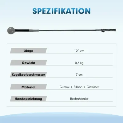 Sada 2 ks, 120 cm, tréninková pomůcka pro golfový švih s závaží na hlavici, tréninková pomůcka pro golf, švihový trenažér, šedá