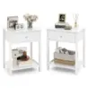 Sada 2 kusů: noční stolek se zásuvkou a otevřenou policí, odkládací stolek, noční skříňka, noční konzole, bílá