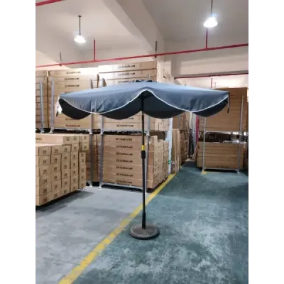 Zahradní slunečník 270 cm s klikou a funkcí naklápění, balkonový slunečník s 8 kovovými žebry, šedý