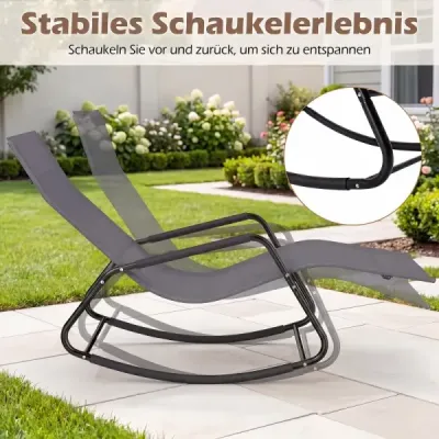 Zahradní lehátko odolné proti povětrnostním vlivům – ergonomické houpací křeslo z prodyšné látky, 143 x 57 x 86 cm, šedé