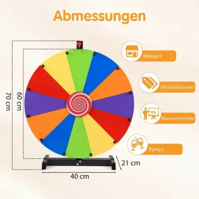 Kolo štěstí, 60cm ruleta se stojanem a 12 přepisovatelnými poli