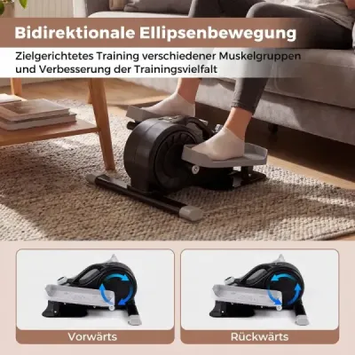 Mini eliptický trenažér, elektrický crossový trenažér s LCD displejem, řídítky a protiskluzovými pedály, černý