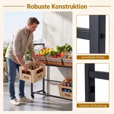 Ocelový regál na nápojové bedny s policemi pro 6 přepravek, 104 x 32 x 89 cm, černý