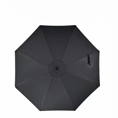 300cm sklopný zahradní slunečník s pevnou kovovou tyčí, 8 žeber, ovládání klikou, šedý