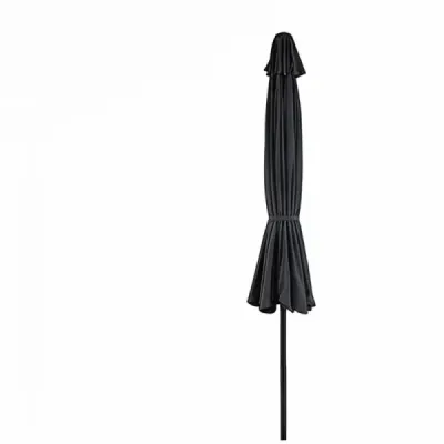 300cm sklopný zahradní slunečník s pevnou kovovou tyčí, 8 žeber, ovládání klikou, šedý
