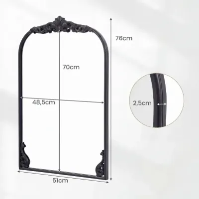 Wandspiegel Traditioneller Vintage-Barockspiegel mit Metallrahmen 76 cm x 51 cm Schwarz