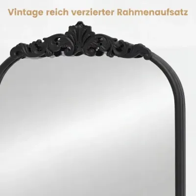 Nástěnné zrcadlo, zlaté, tradiční vintage barokní zrcadlo, starožitné klenuté zrcadlo, 90 cm x 61 cm, černé