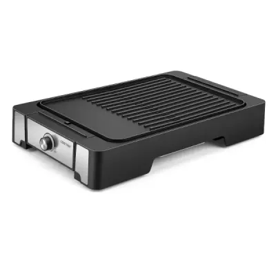 Elektrický gril Stolní gril 2300W s nepřilnavou grilovací deskou a miskou na odkapávání tuku 53 x 31 x 8,5 cm Černý