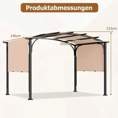 Pergola s nastavitelnou posuvnou střechou 3 x 2,4 m zahradní pavilon se sluneční ochranou béžová
